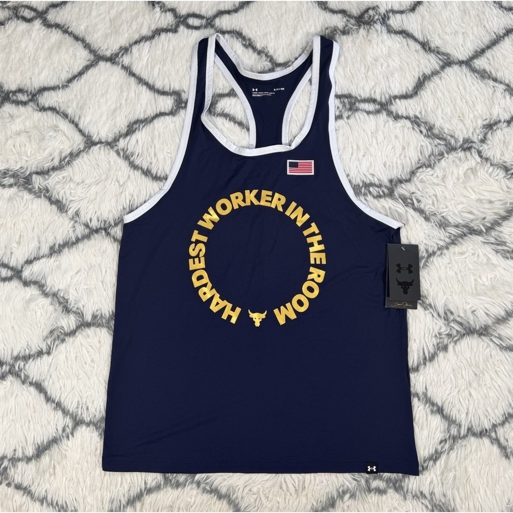 UNDER ARMOUR Project Rock Iso-Chill RWB Tank Shirt Men's Sz S *NEW* 1383310-410